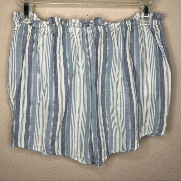 Small SO Brand Blue White Striped Pull On Shorts Elastic Waist Rayon Pockets - Picture 3 of 7